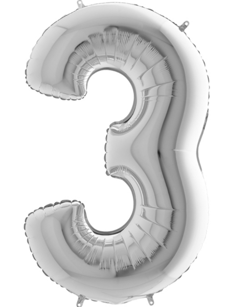 Silberne Zahl: 3 - 102cm